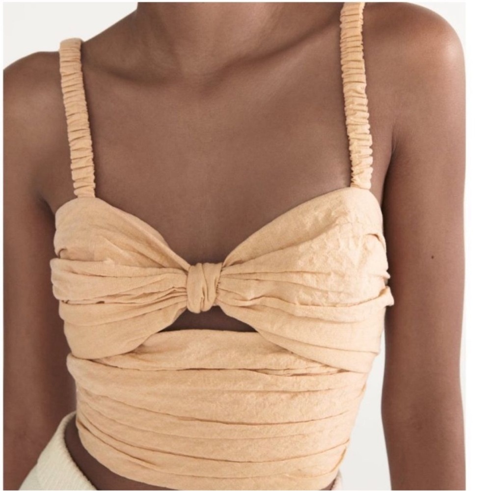 NWT Zara Nude Draped Cut Out Top
